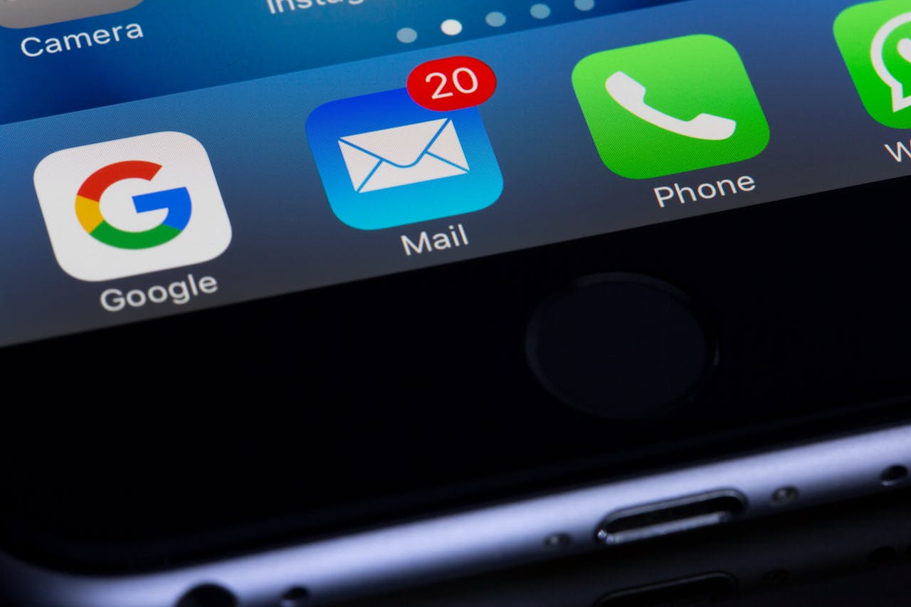a picture of a phone with an email icon showing unread mail.